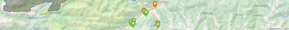 Kartenansicht für Apotheken-Notdienste in der Nähe von Fügenberg (Schwaz, Tirol)